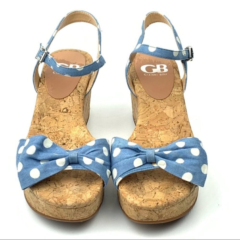 GB Gianni Bini sandals 7 polka dot cork platforms - Picture 3 of 13